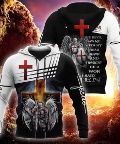 Jesus Christ Cross And Lion Knight Until I Said Amen God 3D Hoodie For Man And Women, Jesus Printed 3D Hoodie