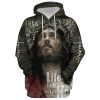 Jesus Christ And Lion Half Face 3D Hoodies For Women Men, God 3D Printed Hoodie, Christian Apparel Hoodies