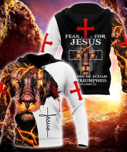 Jesus Christ Fear Not For Jesus Lion And Cross God 3D Hoodie For Man And Women, Jesus Printed 3D Hoodie