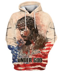 Jesus Christ One Nation Under God Hoodies Jesus Hoodie Men & Women, God 3D Printed Hoodie, Christian Apparel Hoodies