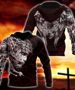 Jesus Christ Wings Tattoo God 3D Hoodie For Man And Women, Jesus Printed 3D Hoodie