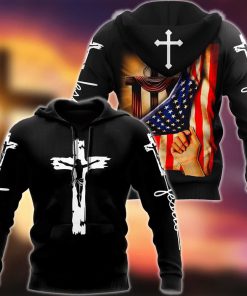 Jesus Christ With Flag One Nation Under God 3D Hoodie For Man And Women, Jesus Printed 3D Hoodie