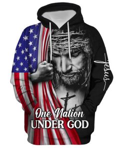 Jesus Christian Flag American, One Nation Under God Hoodie For Men & Women, God 3D Printed Hoodie, Christian Apparel Hoodies