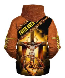 Jesus Crown Of Thorns Hoodie Faith Over Fear Hoodies Jesus Hoodie Men & Women, God 3D Printed Hoodie, Christian Apparel Hoodies