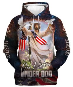 Jesus Dove Hoodie One Nation Under God Hoodies Jesus Hoodie Men & Women, God 3D Printed Hoodie, Christian Apparel Hoodies