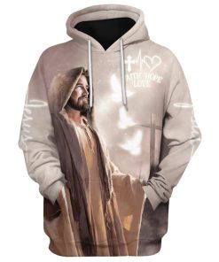 Jesus Faith Hope Love 3D Hoodies Jesus Hoodie Men & Women, God 3D Printed Hoodie, Christian Apparel Hoodies