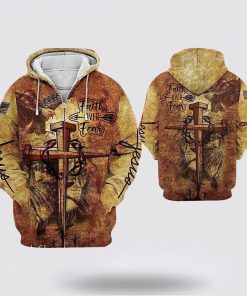Jesus Faith Over Fear Christian 3D Hoodies For Women Men, God 3D Printed Hoodie, Christian Apparel Hoodies