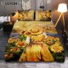 Jesus Hand Beautiful Girl Sunflower Field Cross Quilt Bedding Set Bedroom - Christian Quilt Bedding Set Prints - Bible Verse Quilt Bedding Set Art