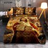 Jesus Hands Stretched Out Bedroom Quilt Bedding Set - Jesus Portrait Quilt Bedding Set Prints - Christian Bedroom