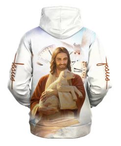 Jesus Holding Lamb Hoodie Jesus Is My Savior Hoodies Jesus Hoodie Men & Women, God 3D Printed Hoodie, Christian Apparel Hoodies