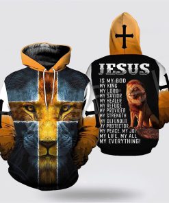 Jesus Is My God My King Cross Lion 3D Hoodies For Women Men, God 3D Printed Hoodie, Christian Apparel Hoodies
