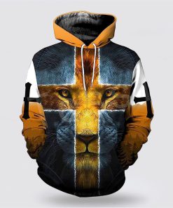 Jesus Is My God My King Cross Lion 3D Hoodies For Women Men, God 3D Printed Hoodie, Christian Apparel Hoodies