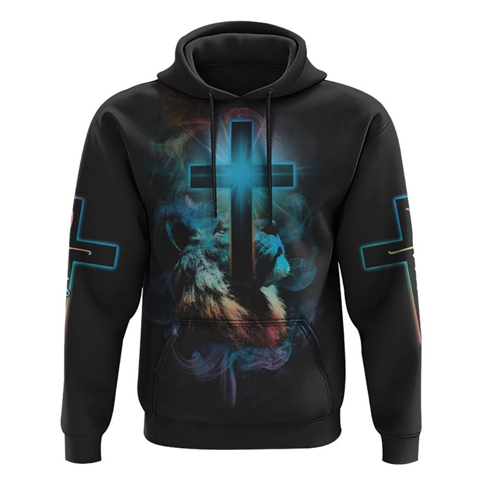 Jesus Is My God My King My Lord Colorful Lion All Over Print 3D Hoodie, Christian Hoodie, Christian Sweatshirt, Bible Verse Shirt