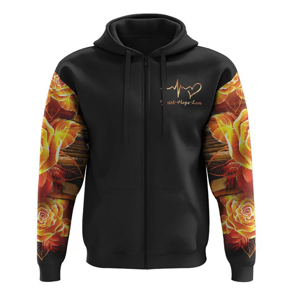 Jesus Is My Savior Books Are My Therapy Gold Faith Cross All Over Print 3D Hoodie, Christian Hoodie, Christian Sweatshirt, Bible Verse Shirt