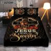 Jesus Is My Savior Firefighter Fireman Bedroom Quilt Bedding Set - Jesus Portrait Quilt Bedding Set Prints - Christian Bedroom