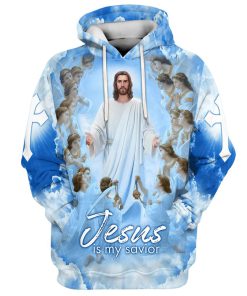Jesus Is My Savior Hoodie Jesus And Angels 3D Hoodies Jesus Hoodie Men & Women, God 3D Printed Hoodie, Christian Apparel Hoodies