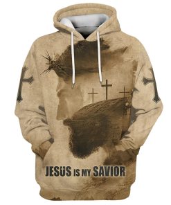 Jesus Is My Savior Hoodie Jesus Christ With Thorns 3 Crosses 3D Hoodies Jesus Hoodie Men & Women, God 3D Printed Hoodie, Christian Apparel Hoodies