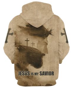 Jesus Is My Savior Hoodie Jesus Christ With Thorns 3 Crosses 3D Hoodies Jesus Hoodie Men & Women, God 3D Printed Hoodie, Christian Apparel Hoodies