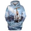 Jesus Is My Savior Hoodie Jesus Christ With Thorns 3 Crosses 3D Hoodies Jesus Hoodie Men & Women, God 3D Printed Hoodie, Christian Apparel Hoodies