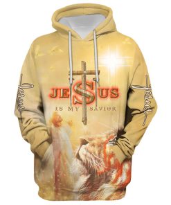 Jesus Is My Savior, Jesus And Lion Hoodie For Men & Women, God 3D Printed Hoodie, Christian Apparel Hoodies