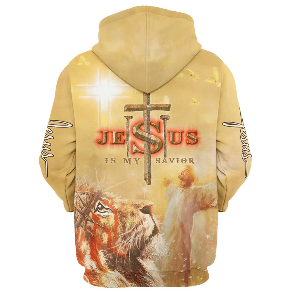 Jesus Is My Savior, Jesus And Lion Hoodie For Men & Women, God 3D Printed Hoodie, Christian Apparel Hoodies
