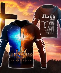 Jesus Is My Savior Red And Blue Cross God 3D Hoodie For Man And Women, Jesus Printed 3D Hoodie
