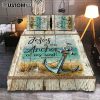 Jesus Is The Key To Heaven Bedroom Quilt Bedding Set - Jesus Portrait Quilt Bedding Set Prints - Christian Bedroom