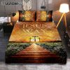 Jesus Knocks The Door Daisy Garden White Butterfly Quilt Bedding Set Prints - Jesus Christ Quilt Bedding Set Art - Christian Cover Twin Bedding Decor