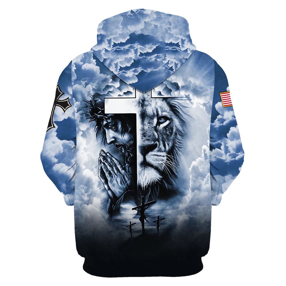 Jesus, Lion And Cross Hoodie For Men & Women, God 3D Printed Hoodie, Christian Apparel Hoodies