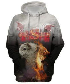 Jesus Lion And Lamb, The Hand Of Jesus Hoodie For Men & Women, God 3D Printed Hoodie, Christian Apparel Hoodies