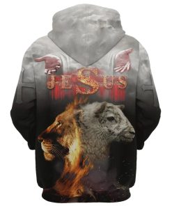 Jesus Lion And Lamb, The Hand Of Jesus Hoodie For Men & Women, God 3D Printed Hoodie, Christian Apparel Hoodies