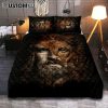 Jesus Lion Faith Over Fear Quilt Bedding Set Bedroom - Christian Quilt Bedding Set Prints - Bible Verse Quilt Bedding Set Art