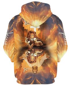 Jesus Lion King And Lamb Cross 3D Hoodies Jesus Hoodie Men & Women, God 3D Printed Hoodie, Christian Apparel Hoodies