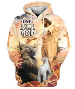 Jesus Lion Of Judah Lamb Of God One Nation Under God Hoodies Jesus Hoodie Men & Women, God 3D Printed Hoodie, Christian Apparel Hoodies