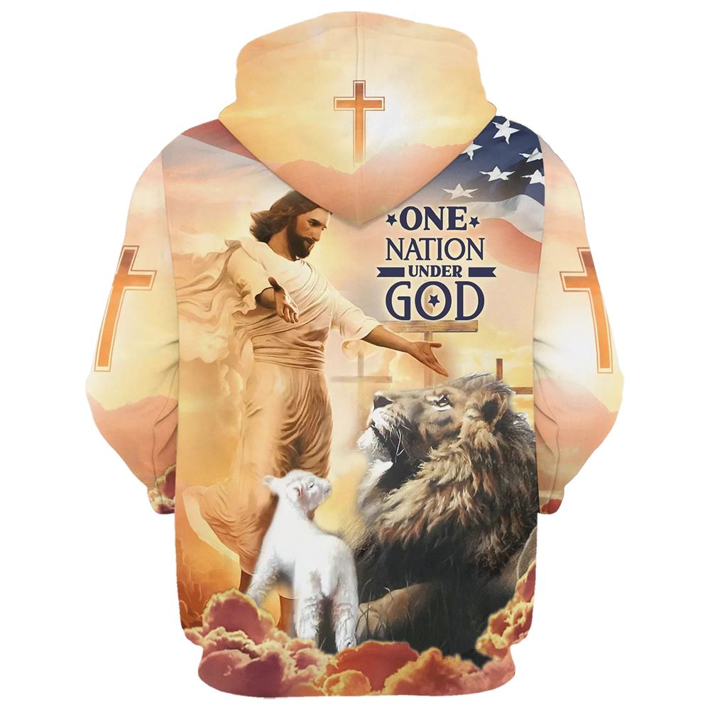 Jesus Lion Of Judah Lamb Of God One Nation Under God Hoodies Jesus Hoodie Men & Women, God 3D Printed Hoodie, Christian Apparel Hoodies