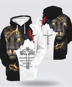 Jesus Lion Way Maker Miracle Worker 3D Hoodies For Women Men, God 3D Printed Hoodie, Christian Apparel Hoodies