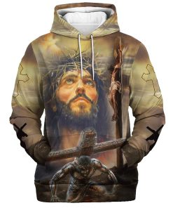 Jesus On The Cross 3D Hoodies Jesus Hoodie Men & Women, God 3D Printed Hoodie, Christian Apparel Hoodies