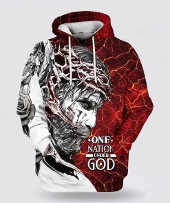 Jesus One Nation Under God 3D Hoodies For Women Men, God 3D Printed Hoodie, Christian Apparel Hoodies