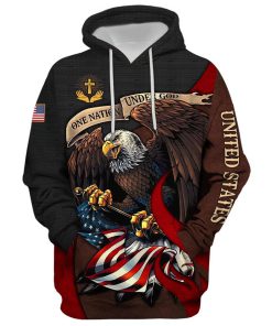 Jesus One Nation Under God American Flag Hoodie For Men & Women, God 3D Printed Hoodie, Christian Apparel Hoodies