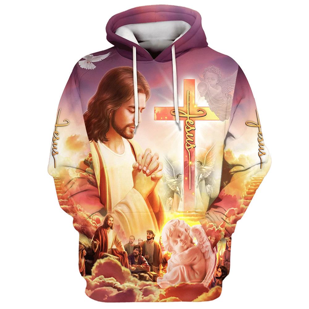 Jesus Prays For His Disciples 3D Hoodies Jesus Hoodie Men & Women, God 3D Printed Hoodie, Christian Apparel Hoodies
