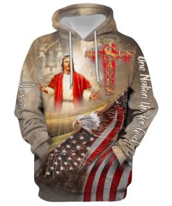 Jesus Saves, One Nation Under God Hoodie For Men & Women, God 3D Printed Hoodie, Christian Apparel Hoodies