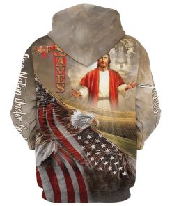 Jesus Saves, One Nation Under God Hoodie For Men & Women, God 3D Printed Hoodie, Christian Apparel Hoodies