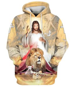 Jesus The Lion Of Judah The Lamb Of God Hoodies Jesus Hoodie Men & Women, God 3D Printed Hoodie, Christian Apparel Hoodies