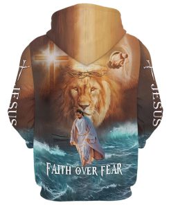 Jesus Walks On Water Faith Over Fear Lion King Hoodies Jesus Hoodie Men & Women, God 3D Printed Hoodie, Christian Apparel Hoodies