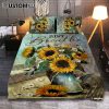 Just Breathe Sunflower Cat Bedroom Quilt Bedding Set - Bible Verse Quilt Bedding Set Art - Christian Bedroom Home Decor