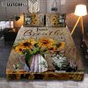 Just Breathe White Flower Hummingbird Bedroom Quilt Bedding Set - Bible Verse Quilt Bedding Set Art - Christian Bedroom Home Decor