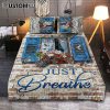 Just Breathe White Horse Red Cardinal Bedroom Quilt Bedding Set - Bible Verse Quilt Bedding Set Art - Christian Bedroom Home Decor