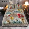 Just Have Faith Pretty Lighthouse Ocean Bedroom Quilt Bedding Set - Bible Verse Quilt Bedding Set Art - Christian Bedroom Home Decor