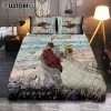 Just Pray Red Cardinal Candle God Quilt Bedding Set Prints - Christian Cover Twin Bedding Decor - Bible Verse Quilt Bedding Set Art