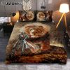 Lion And Lamb Face Quilt Bedding Set - Lion Quilt Bedding Set Print - Christian Bedroom - Religious Home Decor